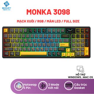  Bàn phím cơ không dây MONKA 3098 LED RGB 3 Chế độ Có Màn Hình Mạch Xuôi Full Size 