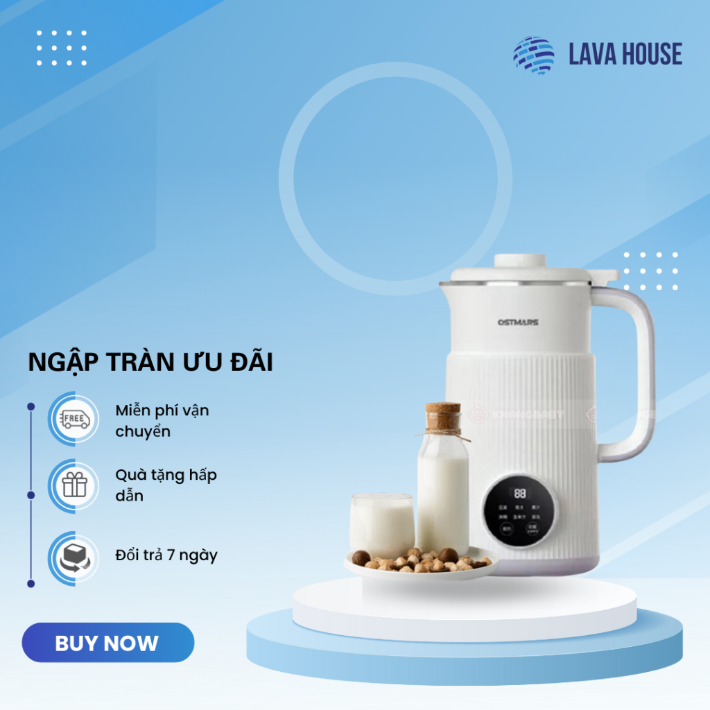 Máy làm sữa hạt mini đa năng OSTMART dung tích 800ml màn hình hiển thị, chức năng hẹn giờ thông minh, bảo hành 12 tháng