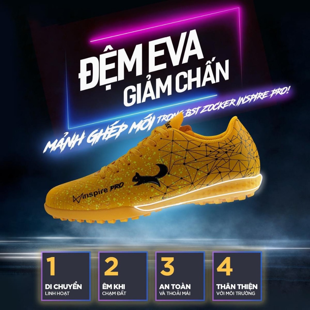 Giày đá bóng sân cỏ nhân tạo Zocker Inspire - Inspire Pro chính hãng bền đẹp sản 5 -7-11