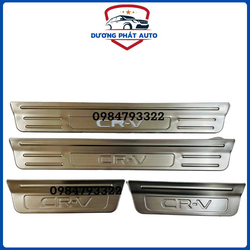 Ốp bậc cửa, Nẹp bước chân trong ngoài xe Honda CRV đời cuối 2023-2024 chất liệu Inox cao cấp