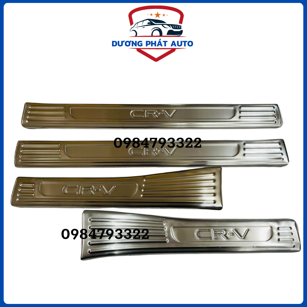 Ốp bậc cửa, Nẹp bước chân trong ngoài xe Honda CRV đời cuối 2023-2024 chất liệu Inox cao cấp