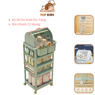 Kệ đồ sơ sinh đa năng TOPKIDS nhiều tầng có bánh xe Tặng khay úp bình sữa