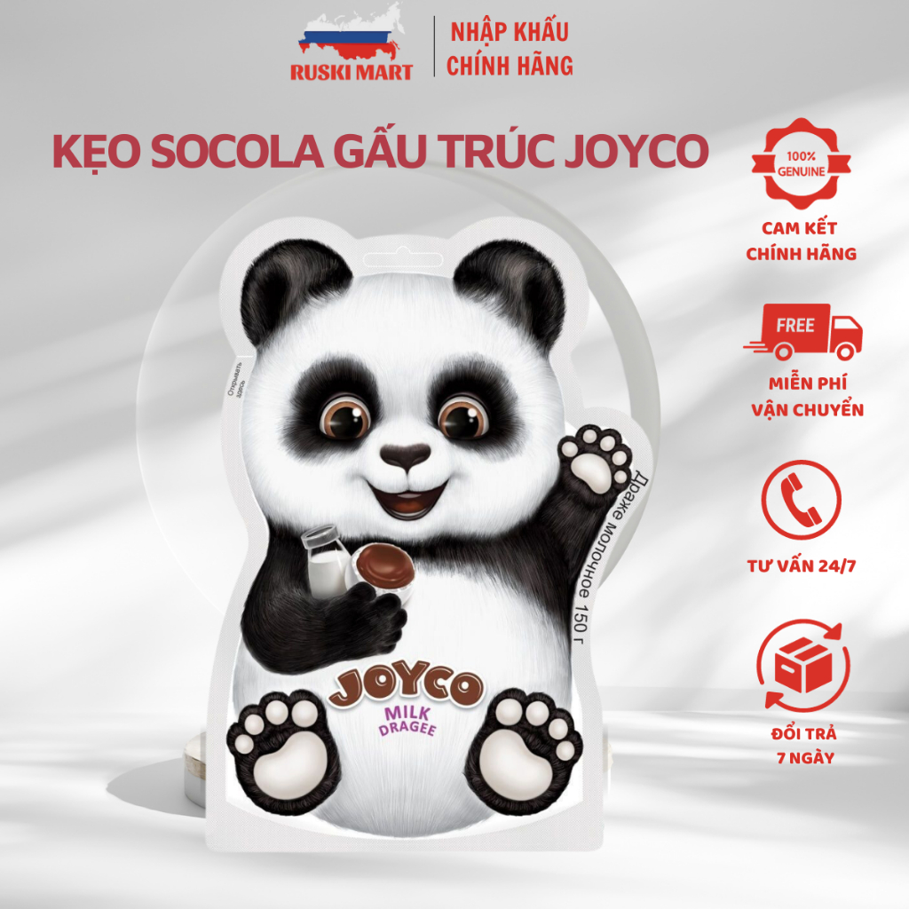 Kẹo Socola Gấu Trúc Joyco của Nga 150g - Kẹo Chocolate Gấu Panda dạng viên tròn thơm ngon, ngọt dịu - Ruski Mart