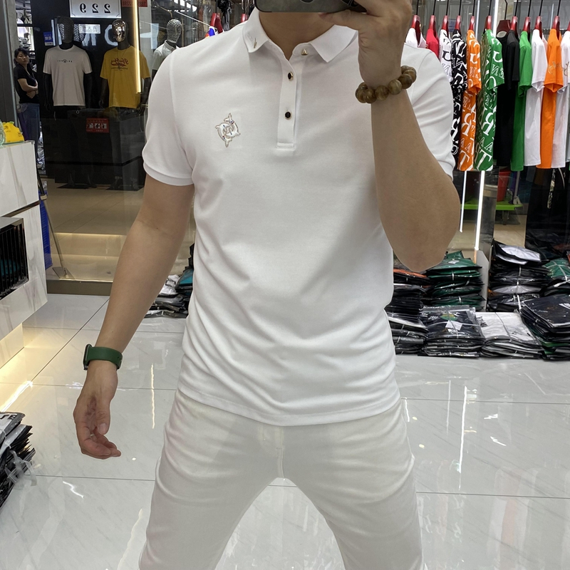 Áo Polo Nam basic, áo thun nam có cổ chất cotton co giãn, thêu logo cá heo
