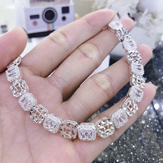 Lắc bạc nữ vuông kim t.iền đính đá cao cấp