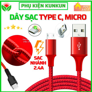 Dây Cáp Sạc USB Type C Micro Sạc nhanh samsung và các dòng máy Android lỗi 1 đổi 1 Bảo hành 6 tháng [KUNKUN]