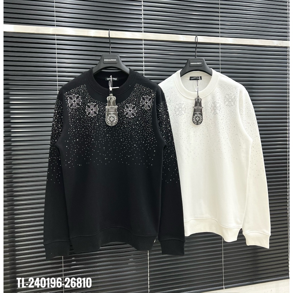 🔥Hot🔥Áo nỉ Chrome Hearts đính đá họa tiết thiết kế hot trend Nam nữ Thu Đông 2023