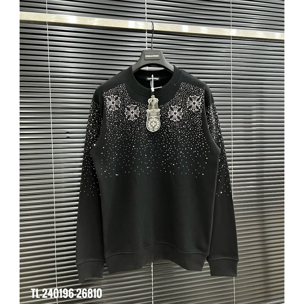 🔥Hot🔥Áo nỉ Chrome Hearts đính đá họa tiết thiết kế hot trend Nam nữ Thu Đông 2023