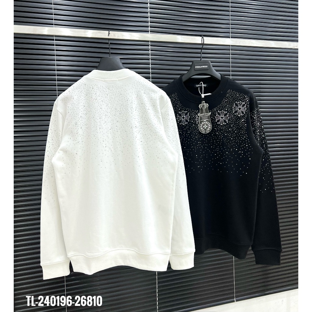 🔥Hot🔥Áo nỉ Chrome Hearts đính đá họa tiết thiết kế hot trend Nam nữ Thu Đông 2023