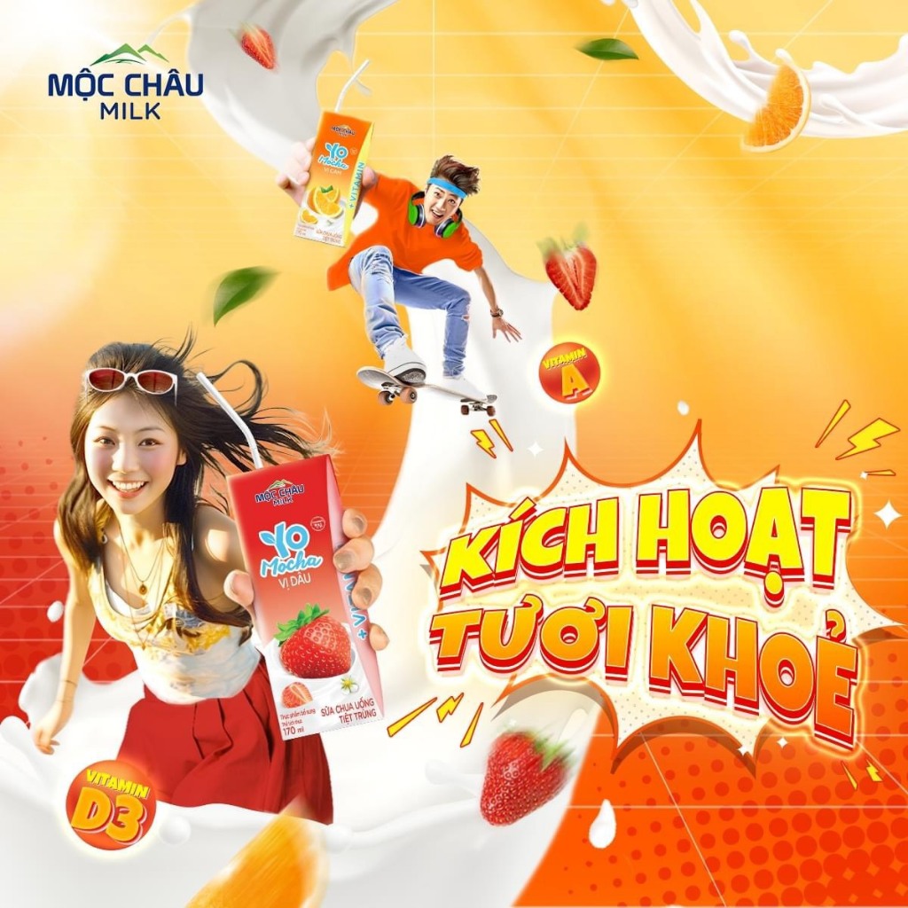 Thùng 48 hộp Sữa chua uống tiệt trùng vị dâu Yo Mocha
