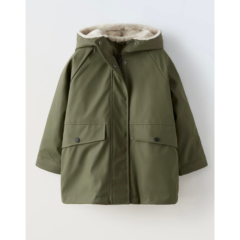 Áo phao raincoat lót lông thỏ Za.ra dư xịn cho các bé gái dòng lớn