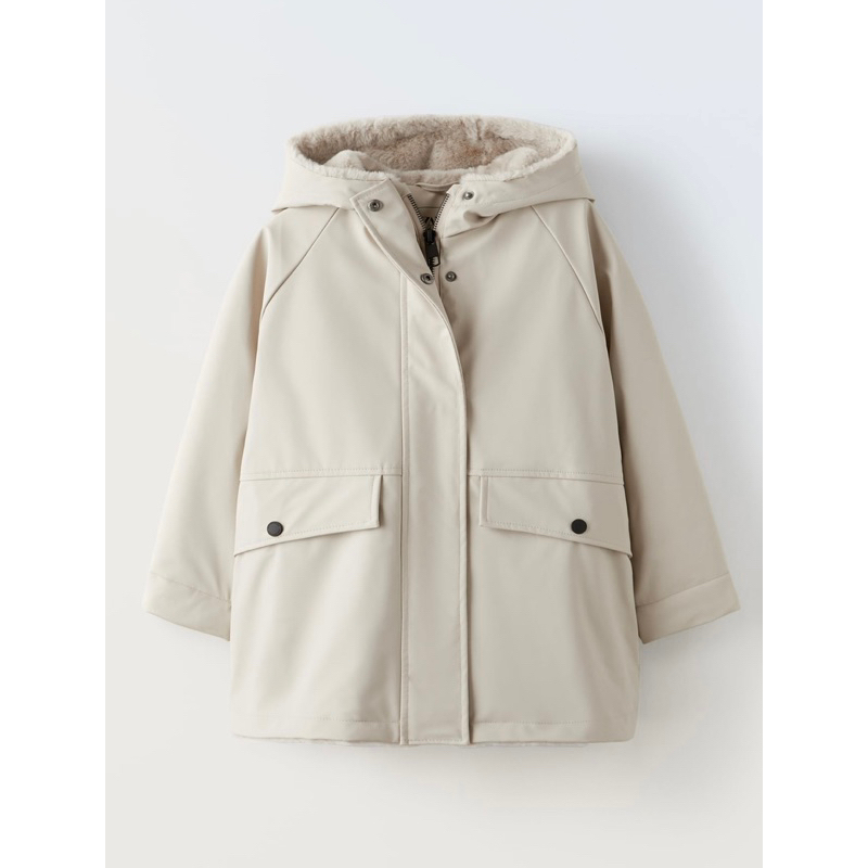Áo phao raincoat lót lông thỏ Za.ra dư xịn cho các bé gái dòng lớn