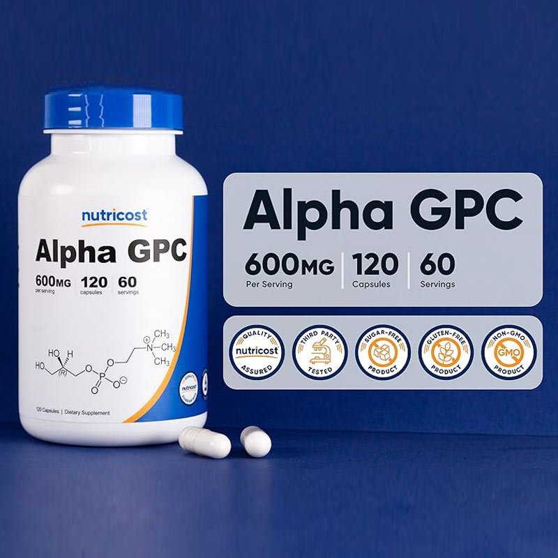 NUTRICOST ALPHA GPC 600MG 120 VIÊN NHỘNG Tăng Cường Sự Tập Trung,Cải Thiện Sự Tỉnh Táo Và Tinh Thần Sảng Khoái