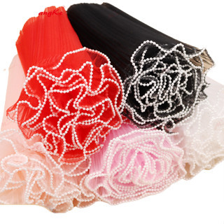 Giấy gói hoa, cuộn voan sóng viền trơn, viền ngọc trang trí loại đẹp