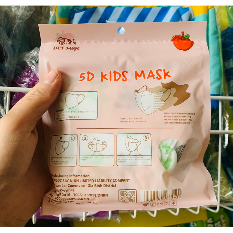 Bịch 10 cái khẩu trang 5D Mask kids cho bé