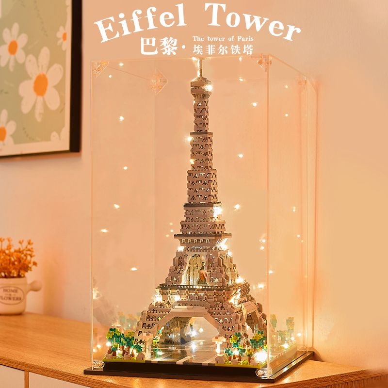 Đồ chơi xếp hình lắp ráp lâu đài cung điện kiến trúc kỳ quan thế giới Tháp Eiffel Paris Pháp -  mô hình trưng bày kệ tủ