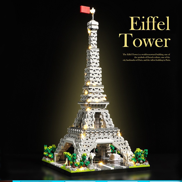 Đồ chơi xếp hình lắp ráp lâu đài cung điện kiến trúc kỳ quan thế giới Tháp Eiffel Paris Pháp -  mô hình trưng bày kệ tủ