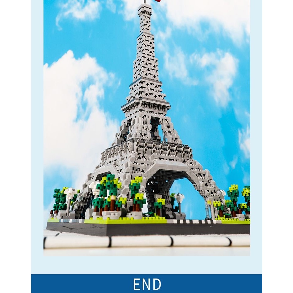 Đồ chơi xếp hình lắp ráp lâu đài cung điện kiến trúc kỳ quan thế giới Tháp Eiffel Paris Pháp -  mô hình trưng bày kệ tủ