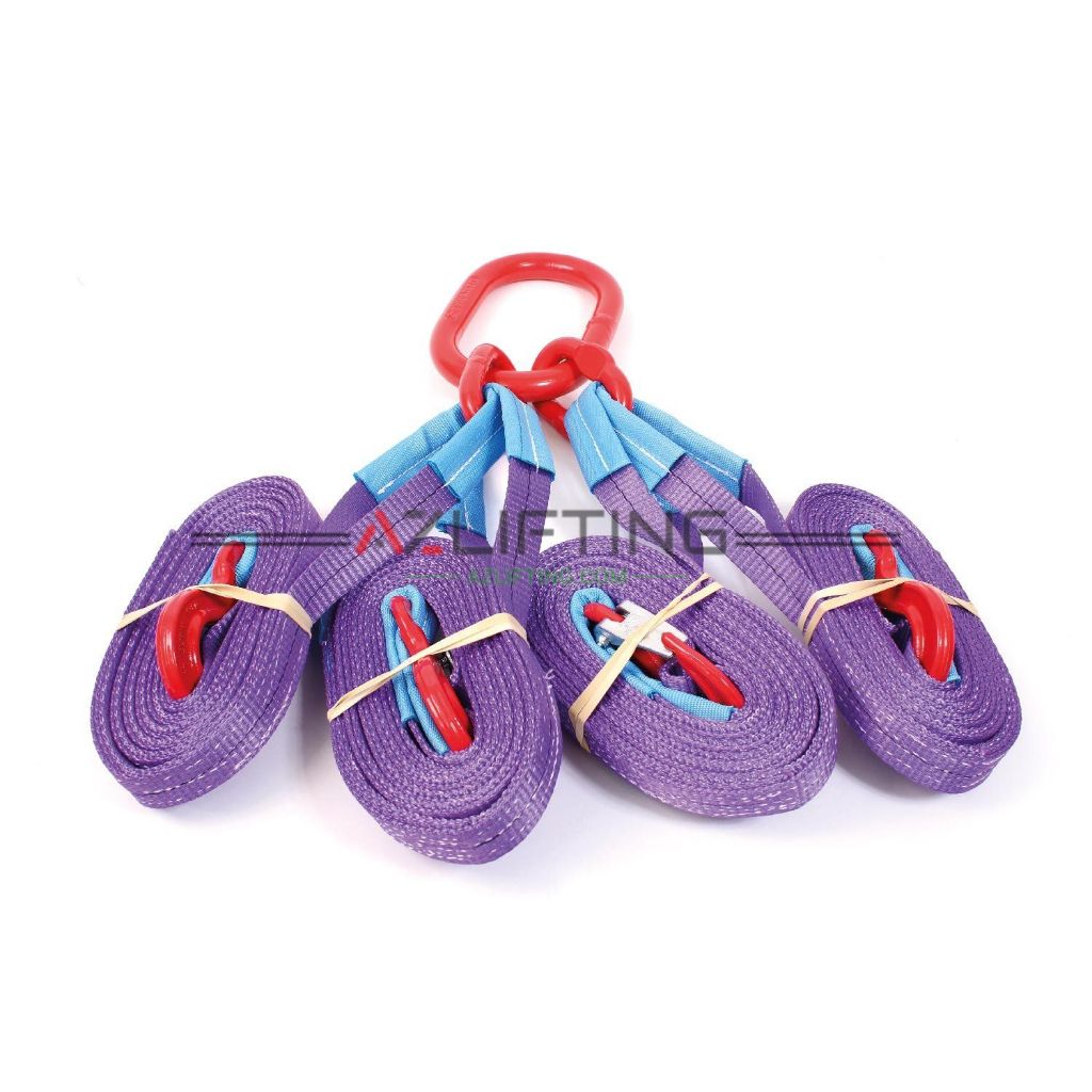 Cáp vải cẩu hàng 1 tấn 1 chân, 2 chân, 3 chân, 4 chân, sling cáp vải cẩu nâng hàng hóa tàu thuyền, container