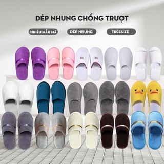 Dép bông đi trong nhà, phòng khách, khách sạn spa, dép đi trong nhà chất liệu nhung san hô mềm mại freesize