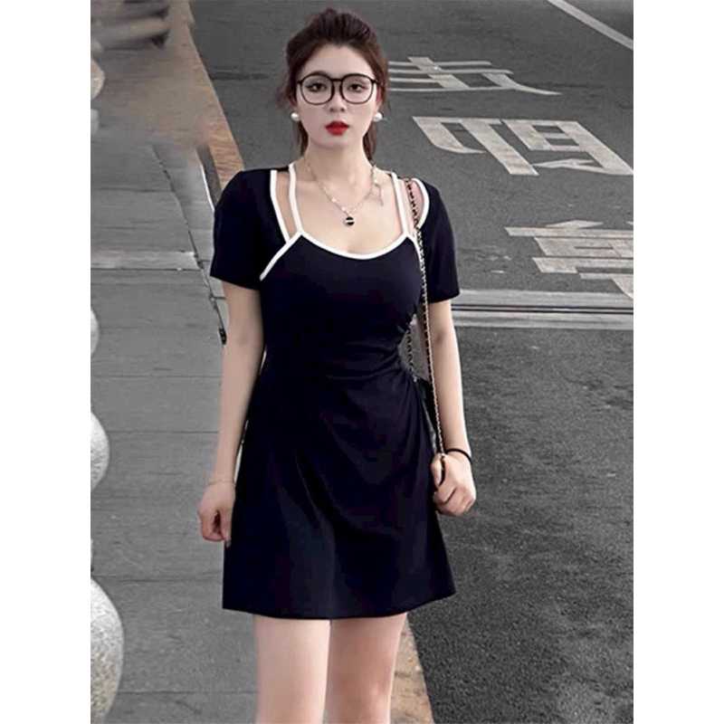 Đầm yếm viền trắng Big size dành cho khách ngoại cỡ từ 60-90 ký