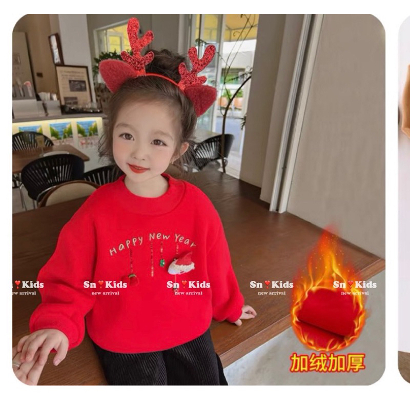 Áo đỏ nỉ 2 da cực ấm cho bé gái