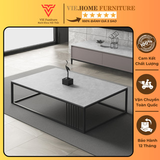 Bàn Trà Sofa Decor Phòng Khách phong cách Thụy Sĩ tối giản với mặt đá Ceramic và Sắt phủ sơn tĩnh điện