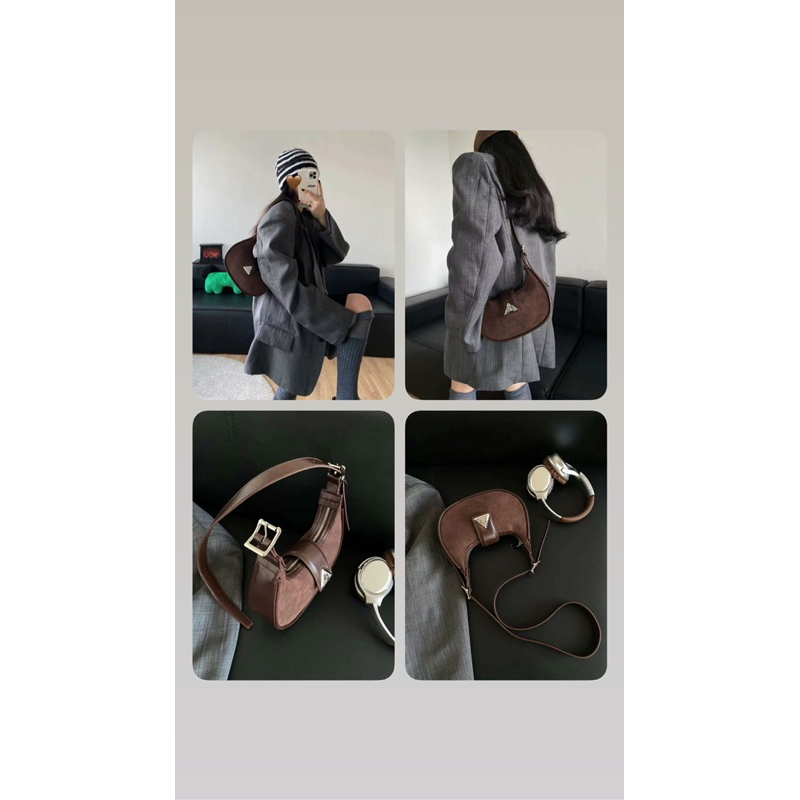 Túi da lộn khuy tam giác