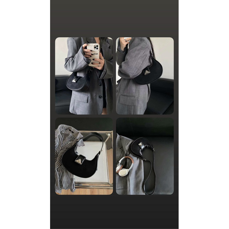 Túi da lộn khuy tam giác