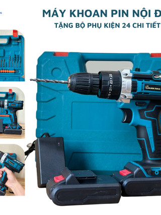 Máy khoan pin 36V chân pin makita đầu kẹp 10mm 3 chức năng kèm 24 phụ kiện Điện Máy Quyết Trang
