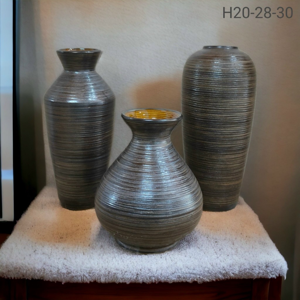 Bộ 3 bình gốm cắm hoa Bát Tràng, phong cách Bắc Âu 3 kiểu dáng