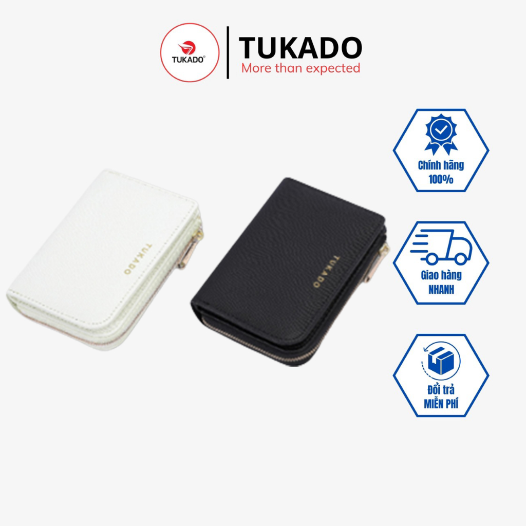 Ví Nữ Ngắn Cầm Tay TUKADO Nhiều Ngăn Đựng Tiền Tiện Dụng Chất Da Xước Cao Cấp Siêu Đẹp Siêu Bền TK04