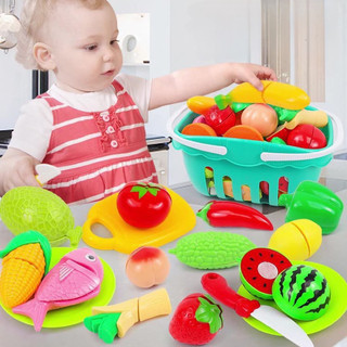 Đồ chơi cắt hoa quả và rau củ bằng nhựa an toàn, bộ đồ chơi cắt trái cây có hộp đẹp cho bé