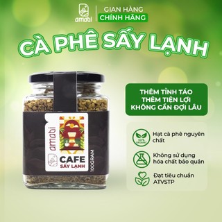 Cà phê Robusta Amabi sấy lạnh hũ 20g/80g, Cà phê hòa tan nguyên chất hòa tan tiện lợi, uống liền
