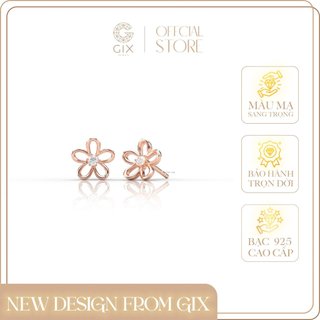 Hoa tai trẻ em bạc ý Gix Jewel mạ vàng hồng đính đá CZ hoa viền 5 cánh SPGBT57
