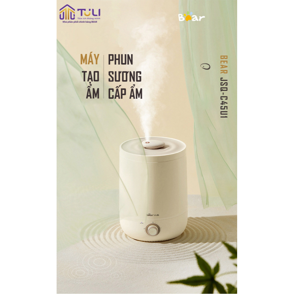 Máy Phun Sương Tạo Ẩm 4.5L Bear JSQ-C45U1, CS 30W, Làm Mát Không Khí, Bộ Lọc Ion Bạc Diệt Khuẩn, Tiết Kiệm Năng Lượng