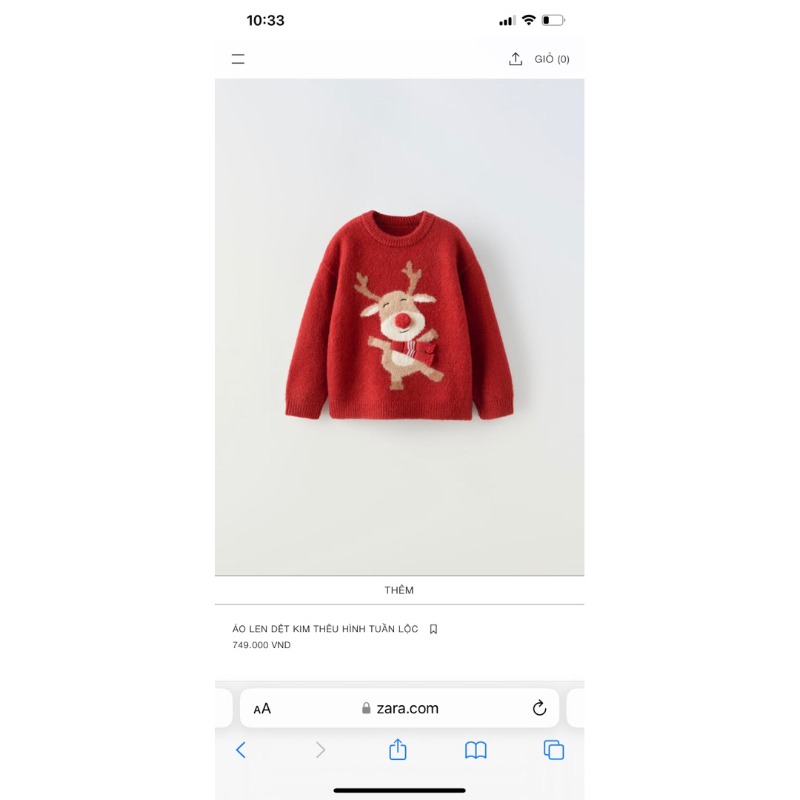 Áo Len Bé Trai & Bé Gái Tuần Lộc Đỏ ZR