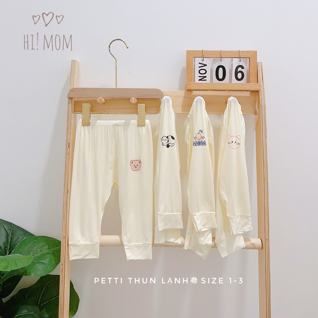Combo 5 Quần Dài PeTit Thun Lạnh Hàn Quốc Có Đáp Đũng, Siêu Mềm Mát Cho Bé Size 3-9kg