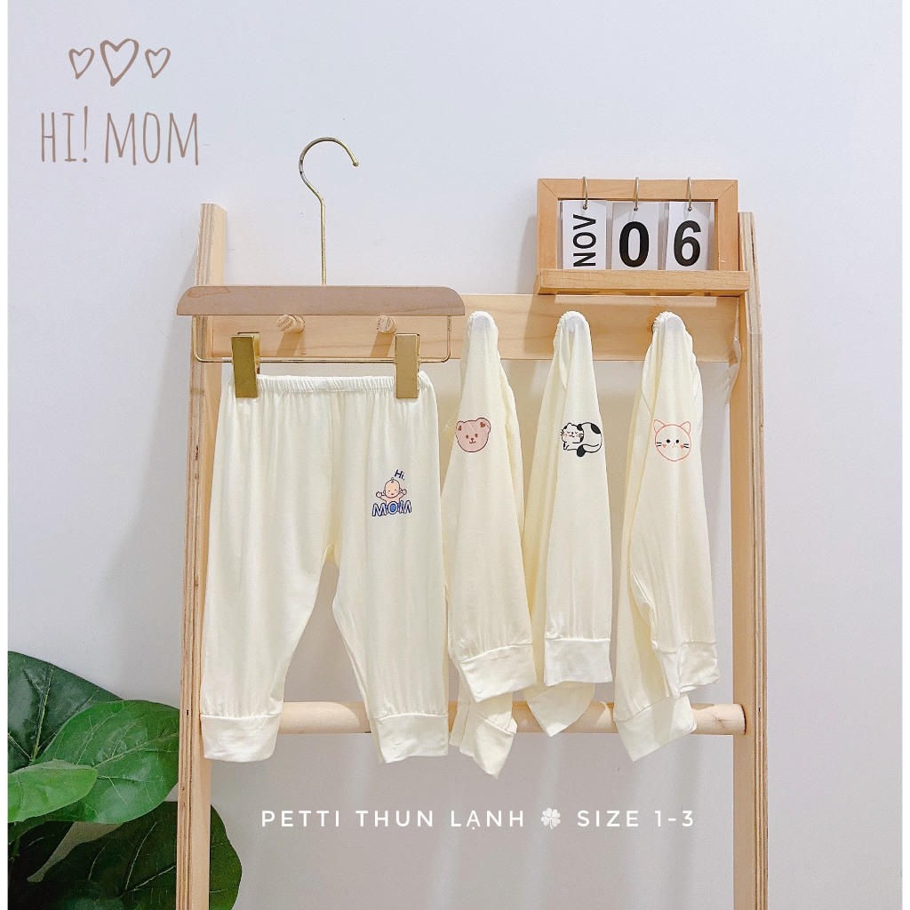 Combo 5 Quần Dài PeTit Thun Lạnh Hàn Quốc Có Đáp Đũng, Siêu Mềm Mát Cho Bé Size 3-9kg