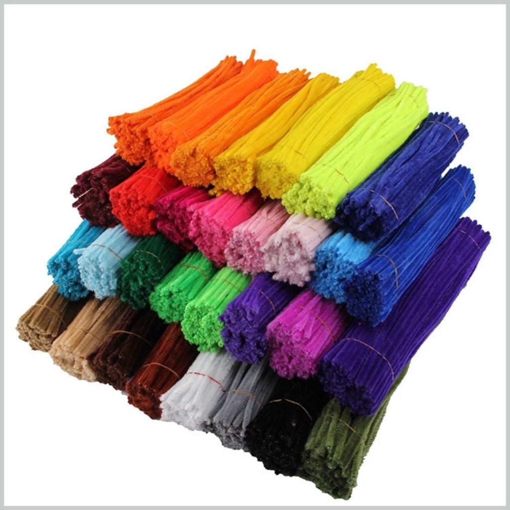 Set 100 dây kẽm nhung màu pastel Kèm Đèn đom đóm handmade,Dây kẽm lông nhiều màu làm hoa tulip, quà tặng