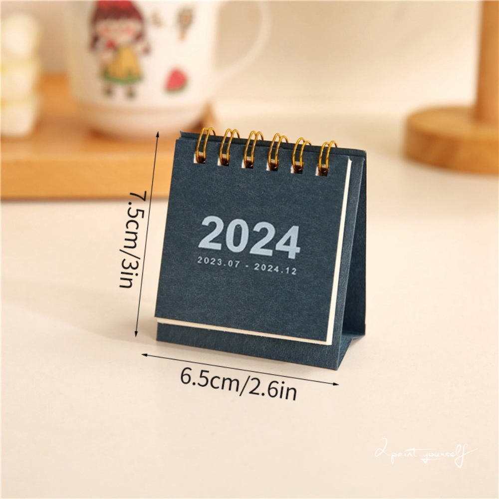 Lịch để bàn mini giấy craft decor, trang trí để bàn, Lịch 2024 2Paint