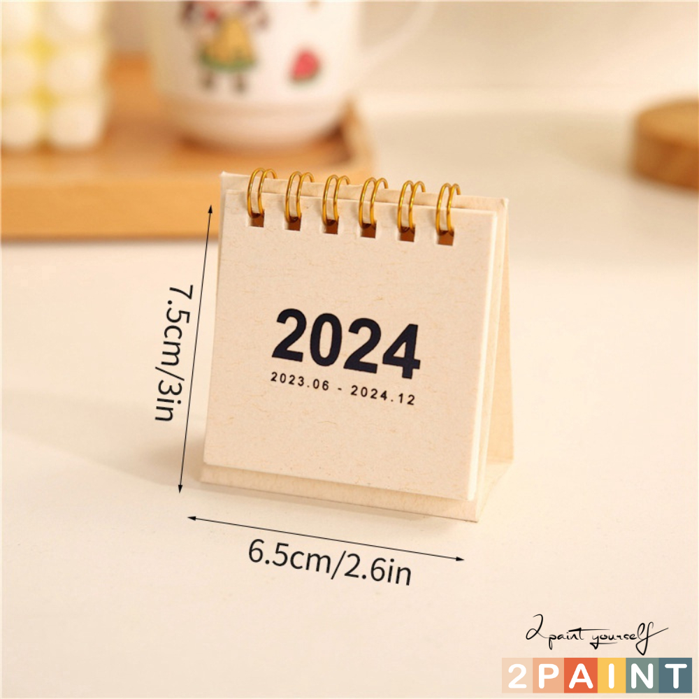 Lịch để bàn mini giấy craft decor, trang trí để bàn, Lịch 2024 2Paint