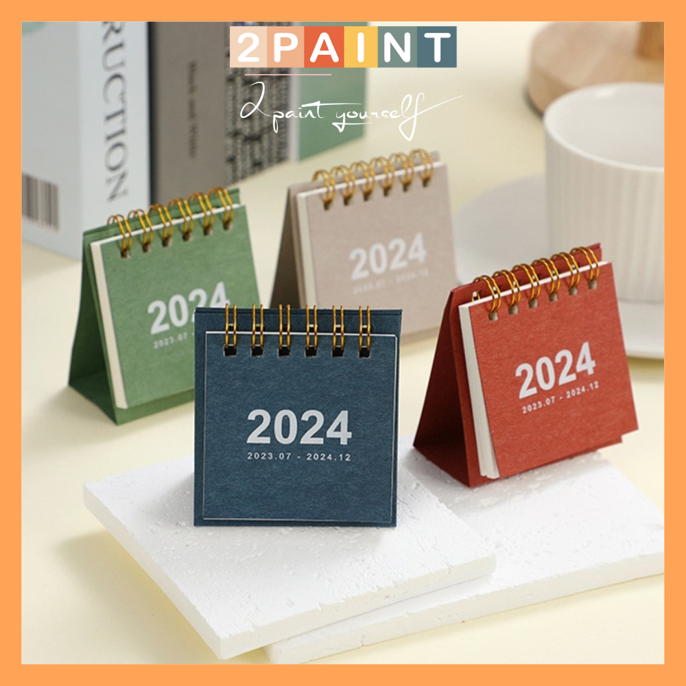 Lịch để bàn mini giấy craft decor, trang trí để bàn, Lịch 2024 2Paint
