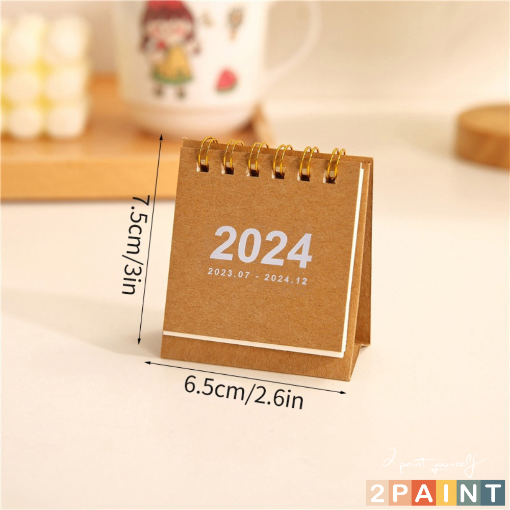 Lịch để bàn mini giấy craft decor, trang trí để bàn, Lịch 2024 2Paint