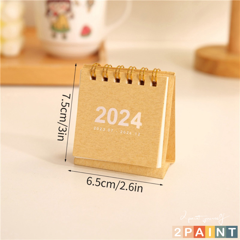 Lịch để bàn mini giấy craft decor, trang trí để bàn, Lịch 2024 2Paint