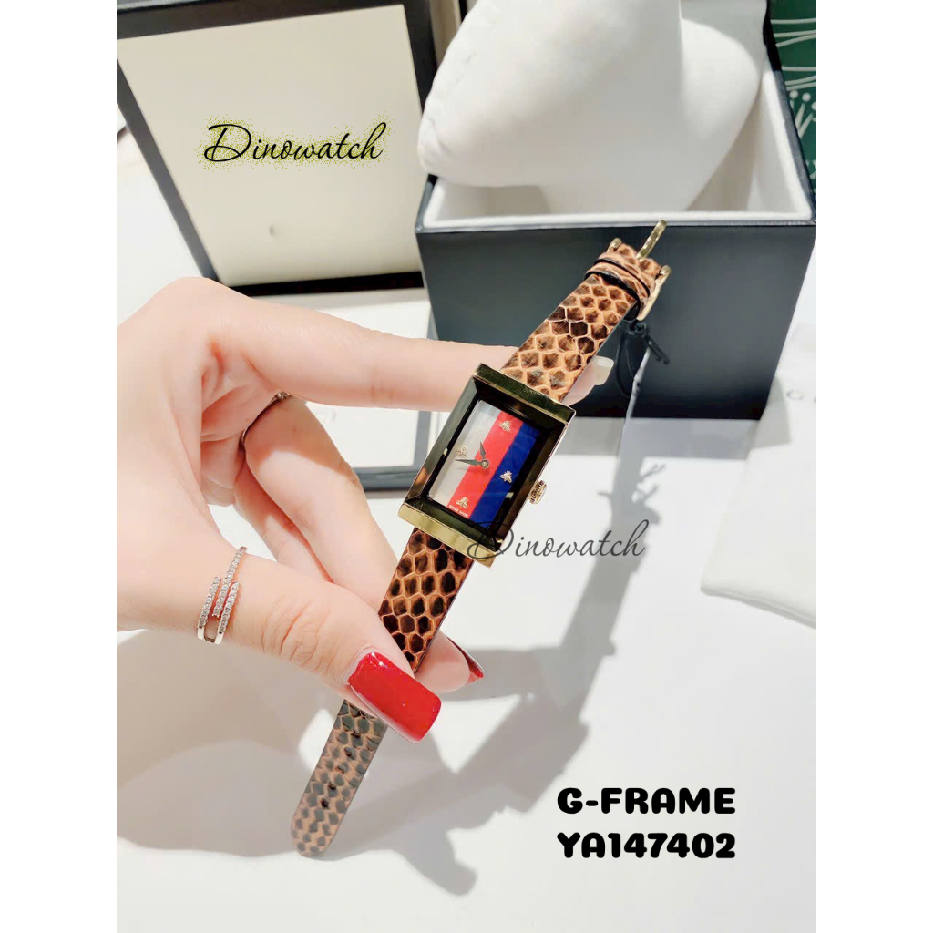 Đồng Hồ Nữ G-Frame guchi YA147402 Mặt Chữ Nhật - Dây Da , Size 28mm