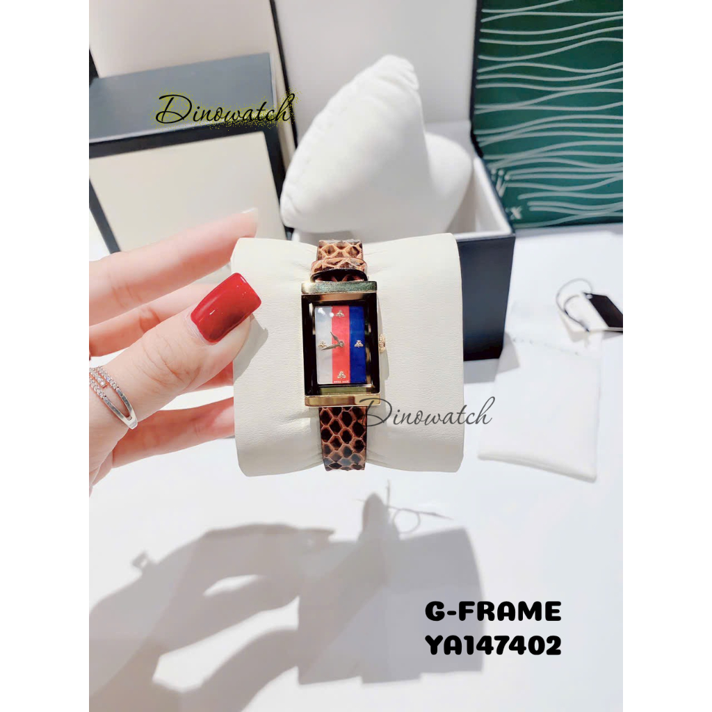 Đồng Hồ Nữ G-Frame guchi YA147402 Mặt Chữ Nhật - Dây Da , Size 28mm