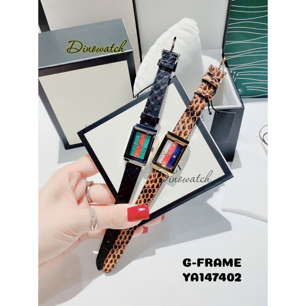 Đồng Hồ Nữ G-Frame guchi YA147402 Mặt Chữ Nhật - Dây Da , Size 28mm