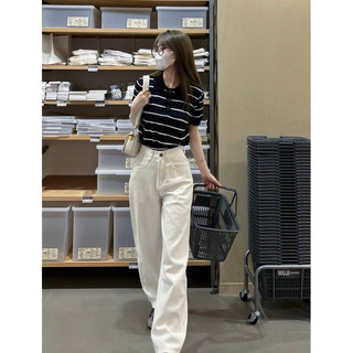 Quần jeans Trắng dáng suông