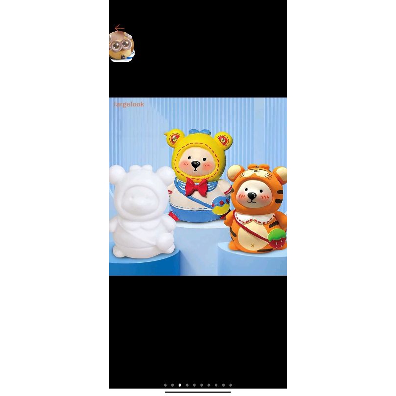 Tượng thạch cao gấu đeo túi mini